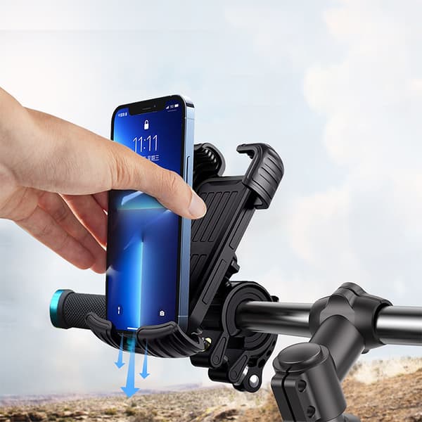 INF Sikker Sort Cykeltelefonholder med Patenteret Knop - Styr
