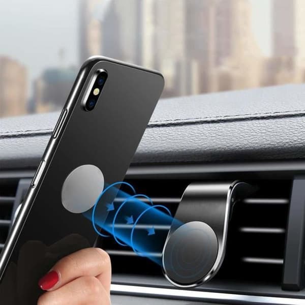 För XIAOMI smartphones: Universell magnetisk bilhållare med fjäderklämma för luftventil för telefoner - Svart