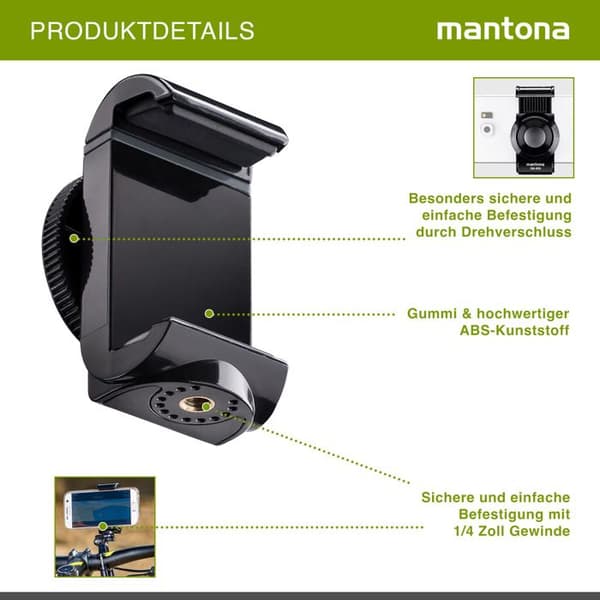Smartphonehållare Mantona SM-850 Invändig gänga 1-4"