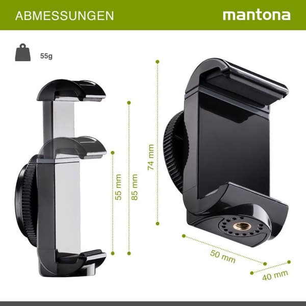 Smartphonehållare Mantona SM-850 Invändig gänga 1-4"