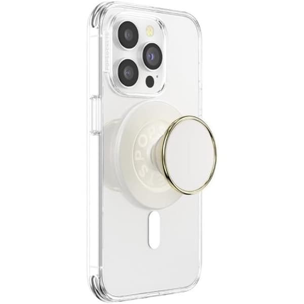 Stöd och Handtag för Smartphone - PopSockets - PopGrip Rund - MagSafe - Emalj Kokoskräm - 50g