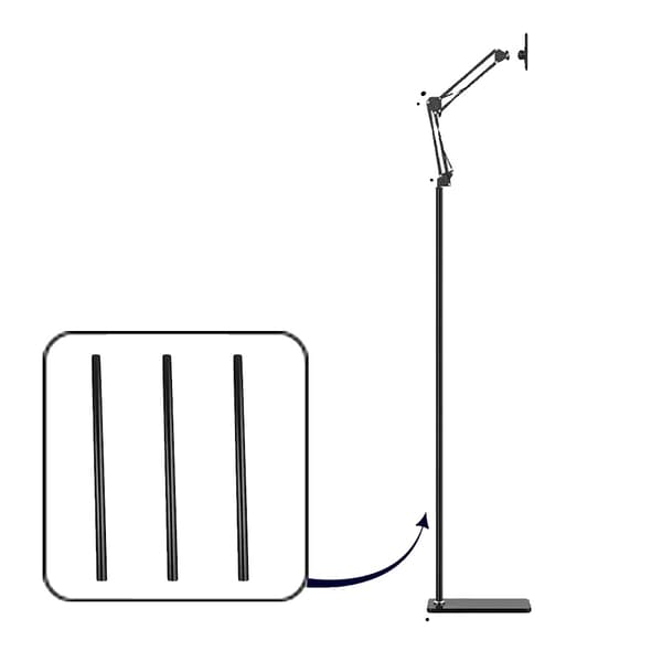 Gulvstativholder, justerbar arm, metalkonstruktion,B 175cm med Pan