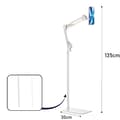 Miniatyrbillede 2 af 2: Gulvstativholder, justerbar arm, metalkonstruktion,W 135cm med pande