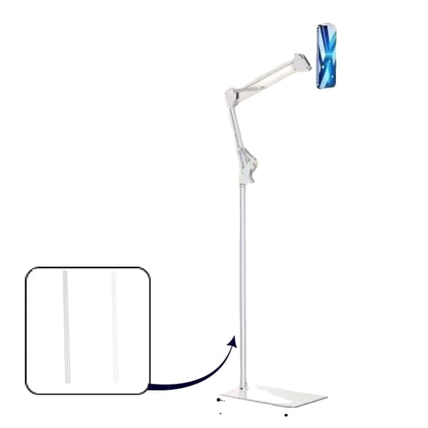 Gulvstativholder, justerbar arm, metalkonstruktion,W 135cm med pande