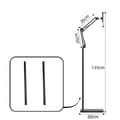 Miniatyrbillede 2 af 2: Gulvstativholder, justerbar arm, metalkonstruktion,B 135cm med pande