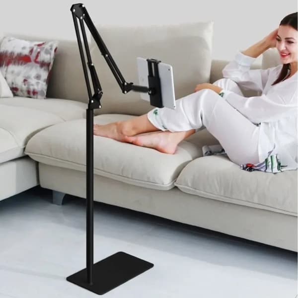 Puhelin- ja tablettiteline, 360° kääntö, sopii 12-20 cm laitteille, kevyt muotoilu,Musta, ei mitään