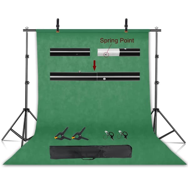 Fotografi Bakgrundsställ Kit, Justerbar Tvärstång, Multifunktionell Användning,2000X3000, Normal grön