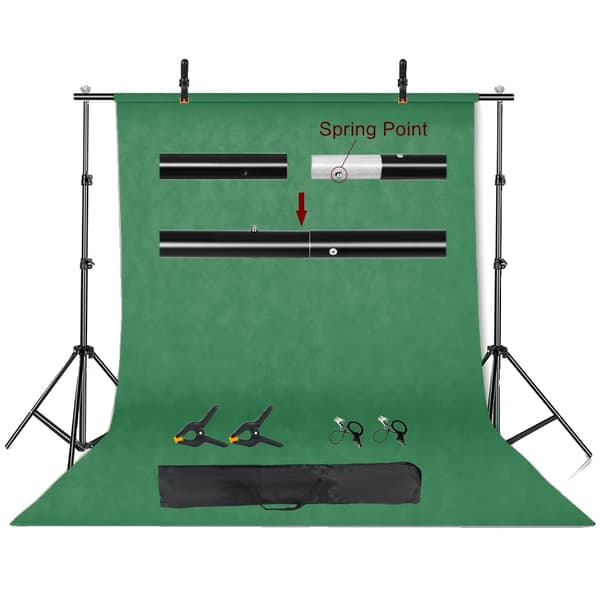 Fotografi Bakgrundsställ Kit, Justerbar Tvärstång, Multifunktionell Användning,2000X3000, Normal grön
