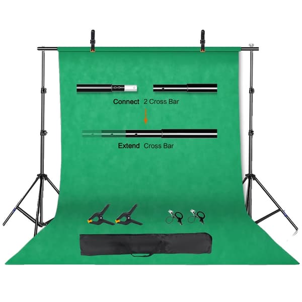Fotografi Bakgrundsställ Kit, Justerbar Tvärstång, Multifunktionell Användning,2000X3000, Sträckbar grön