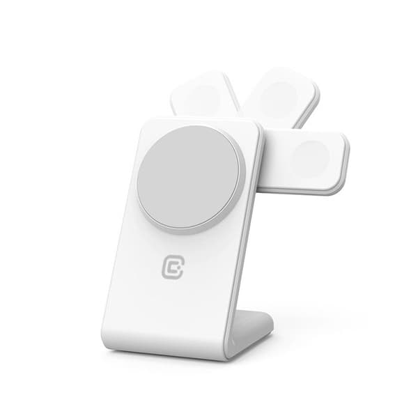 Stödpivot Crong MagSpot – MagSafe-laddare för iPhone, Apple Watch och AirPods (Snövit)