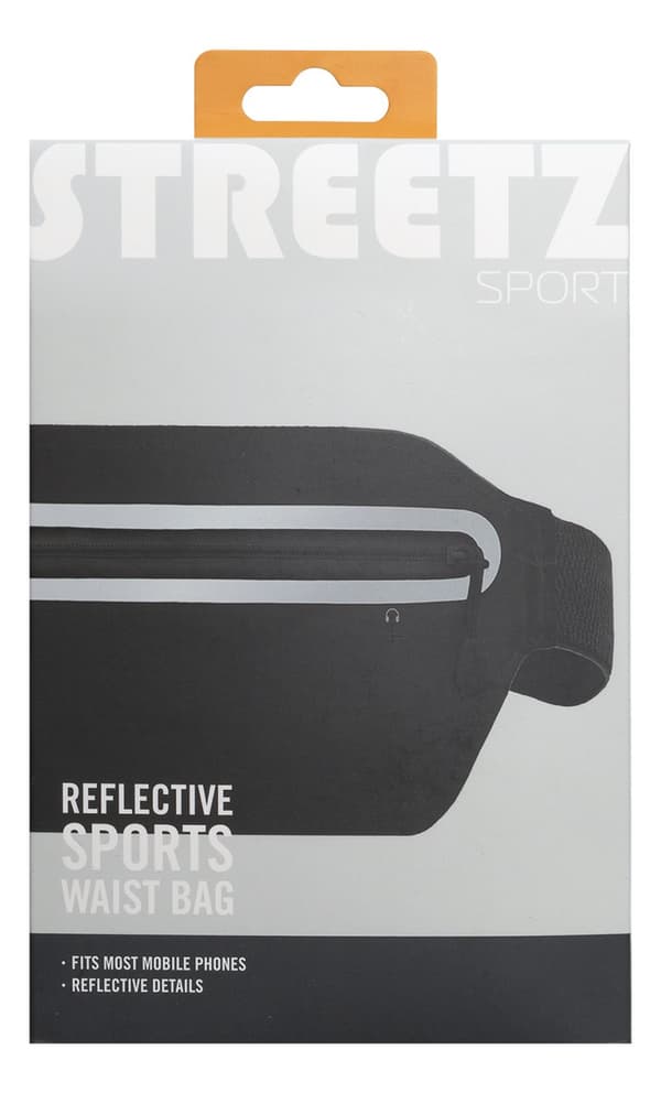 Sport waist bag, reflective, fits most mobile phones, black