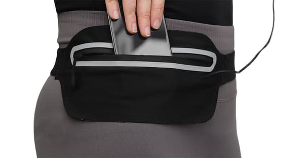 Sport waist bag, reflective, fits most mobile phones, black