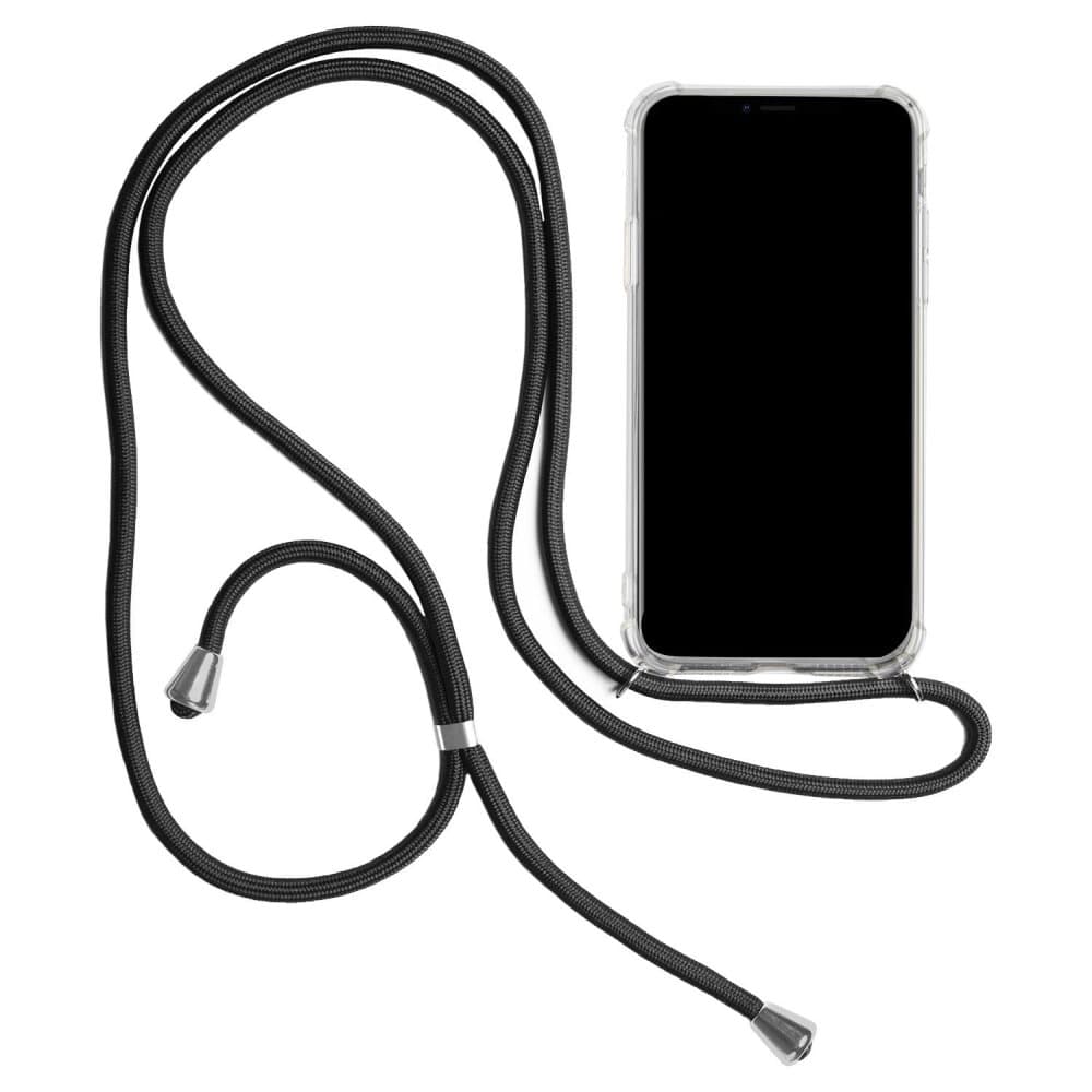 Mobilskal med Halsband för Huawei P30 Telefon Skydd Mobilskydd Rem Silikon Svart