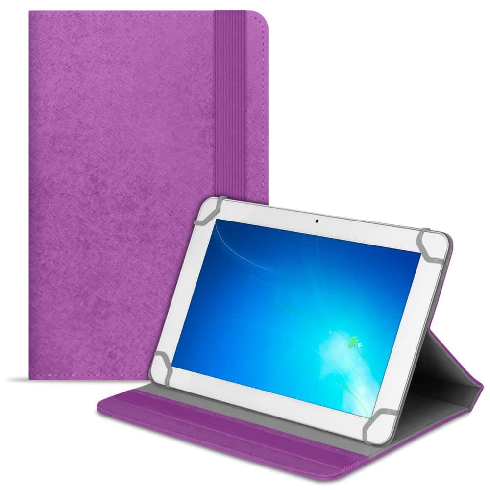 Universal 8 Zoll Läsplatta Etui TPU Ställfunktion Hårt Konstläder Kickstand Lila