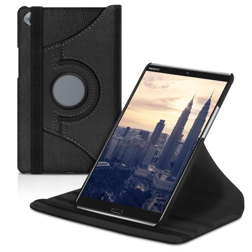 Tabletfodral Mikrofiber för Huawei MediaPad M5 8 Etui Ställfunktion TPU Svart