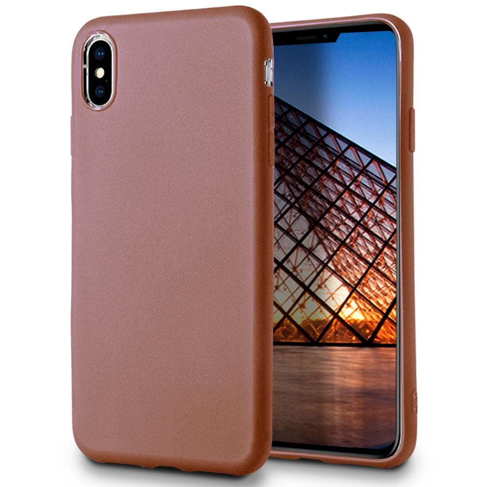 Matt Mjukt Skal för iPhone XS Max Enfärgat Lätt Ultra-Slim Tunnt Silikon Brun