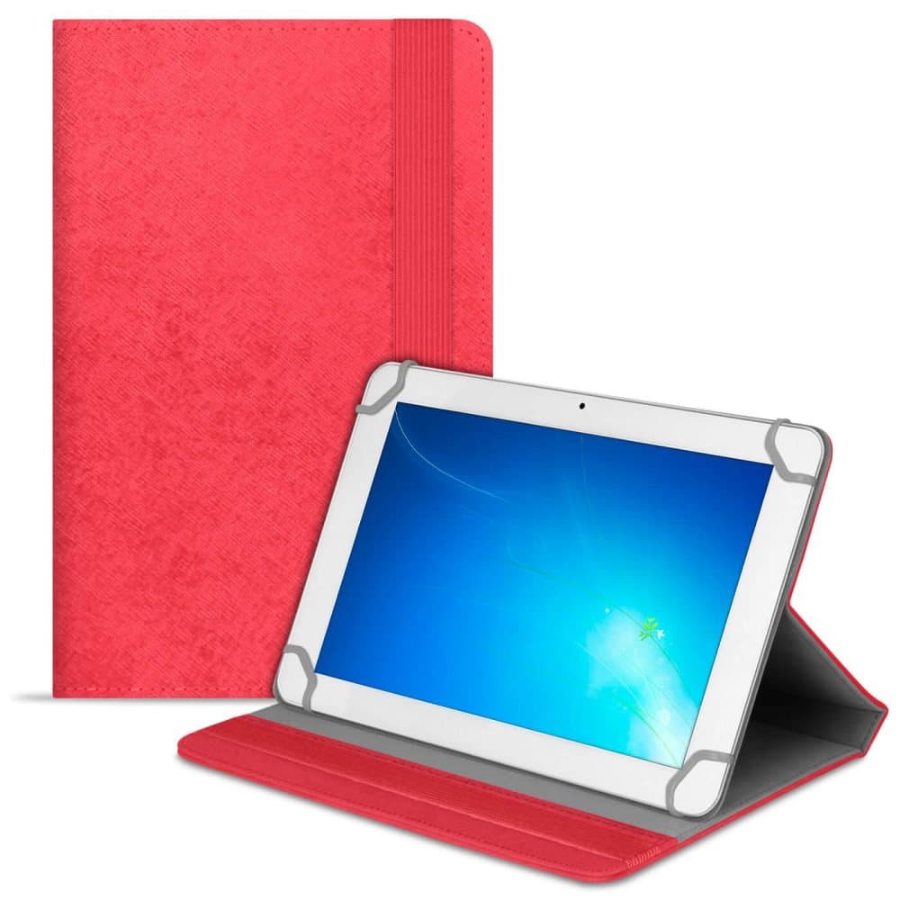 Universal 8 Zoll Kickstand Hårt TPU Etui Ställfunktion Konstläder Läsplatta Röd