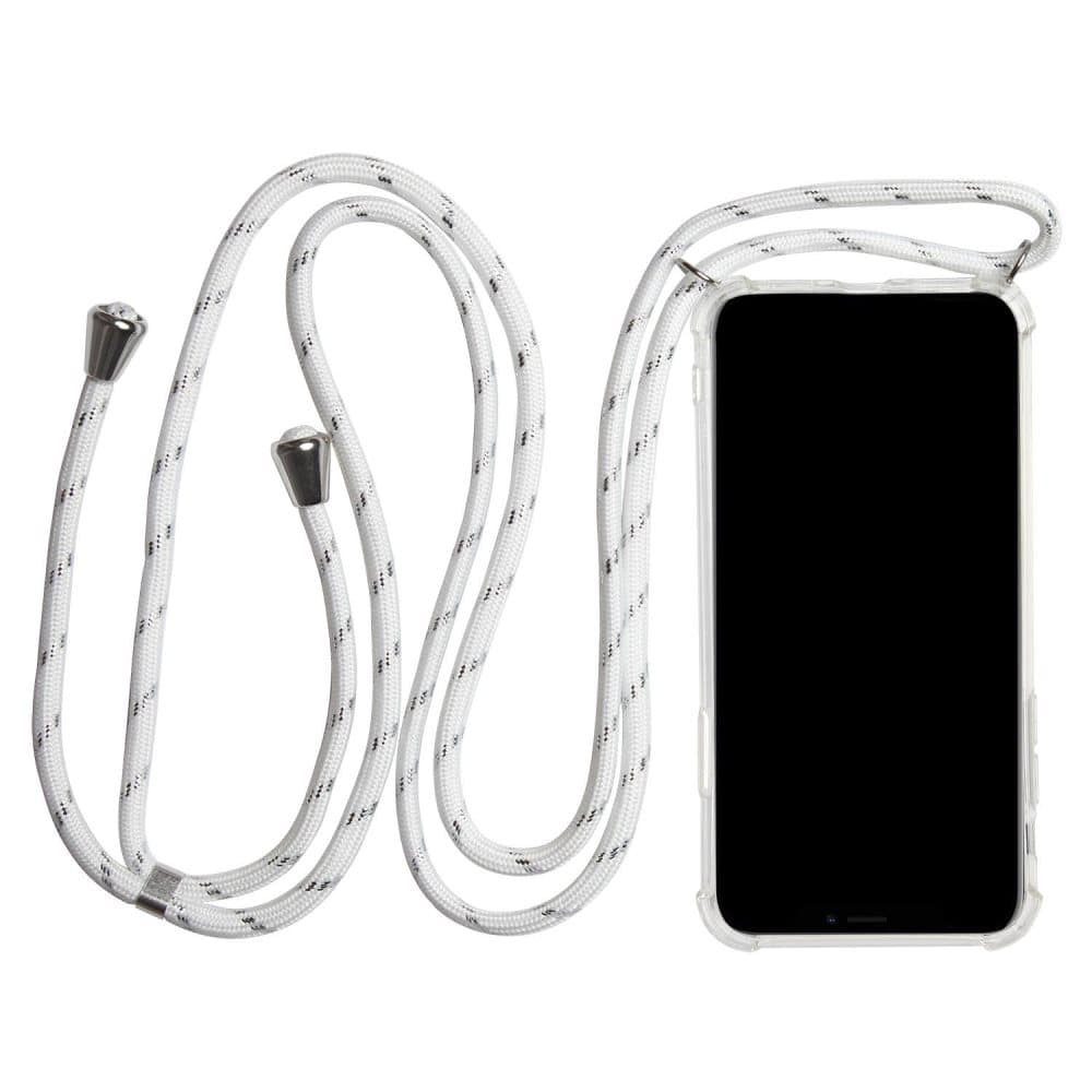 Mobilskal med Halsband för iPhone 11 Pro Max Skydd Silikon Mobilskydd Rem Vit