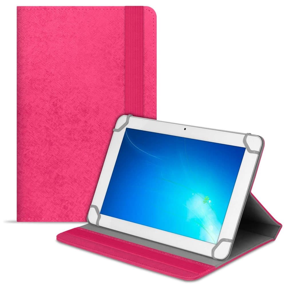 Universal 8 Zoll Ställfunktion Etui Hårt Konstläder Kickstand TPU Läsplatta Rosa