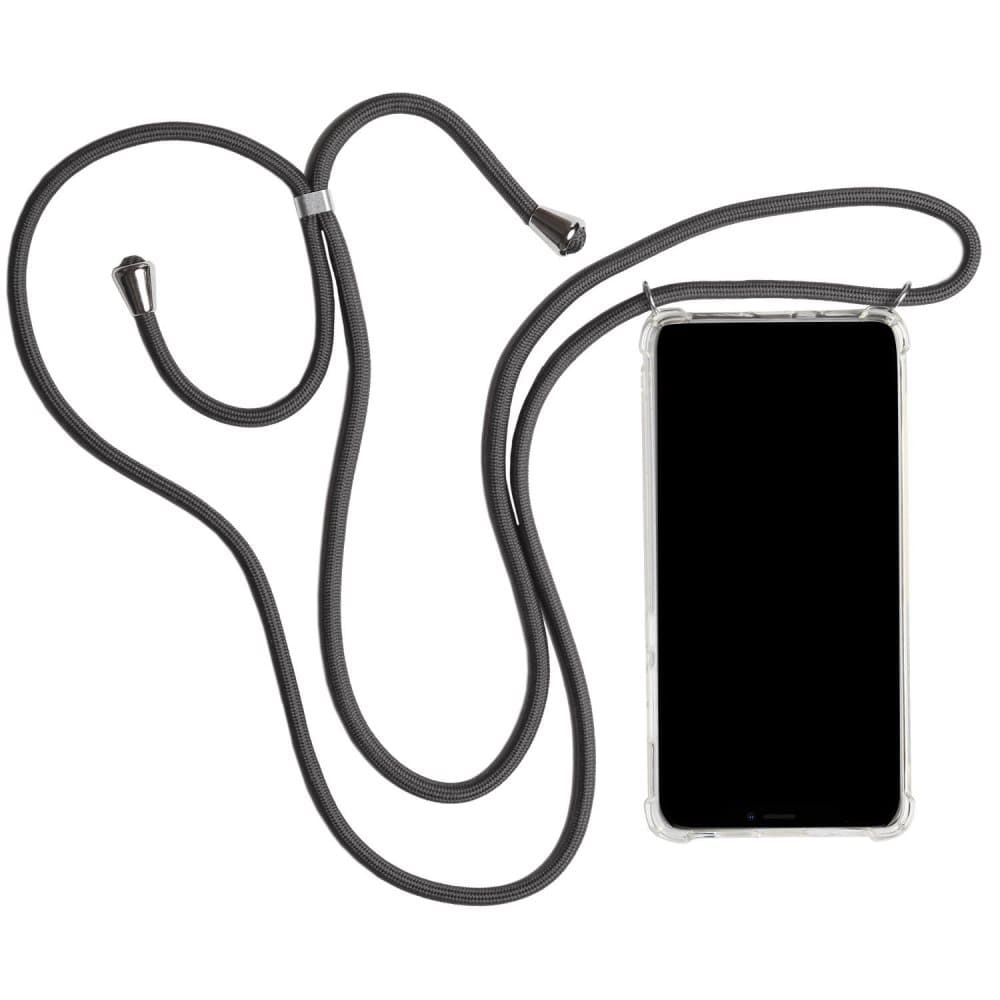 Mobilskal med Halsband för iPhone XS Max Kedja Stötsäker Gummi Mobilskydd Grå