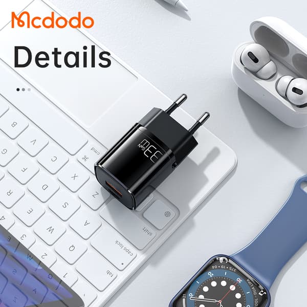 McDodo Snabbladdnings strömadapter 33W  med USB-C & USB-A