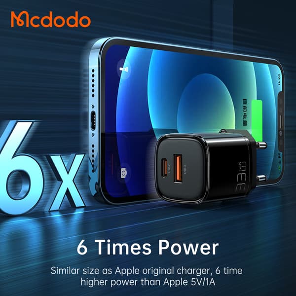McDodo Snabbladdnings strömadapter 33W  med USB-C & USB-A