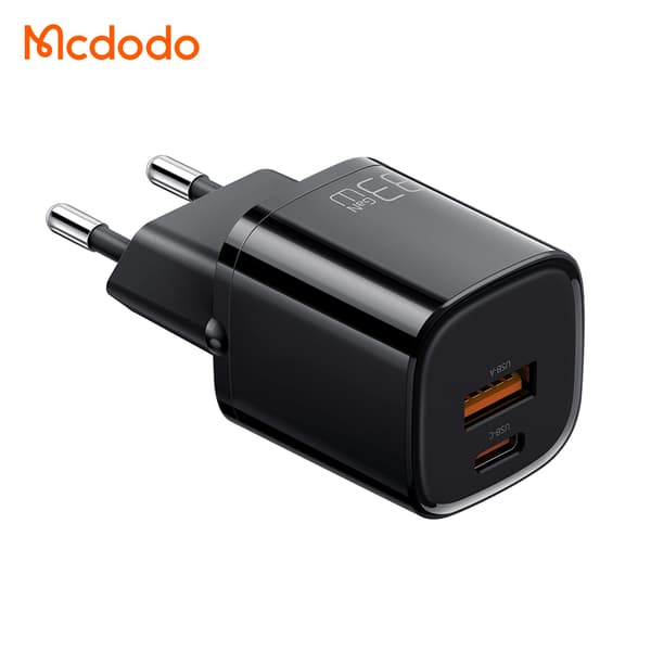 McDodo Snabbladdnings strömadapter 33W  med USB-C & USB-A Svart