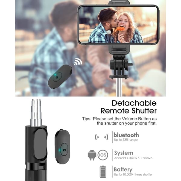 Selfie Stick Bluetooth Mini Tripod Monopod Integrerad design Lättvikts trådlös med fjärrkontroll