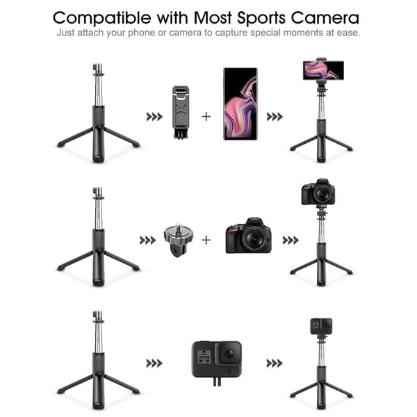 Selfie Stick Bluetooth Mini Tripod Monopod Integrerad design Lättvikts trådlös med fjärrkontroll