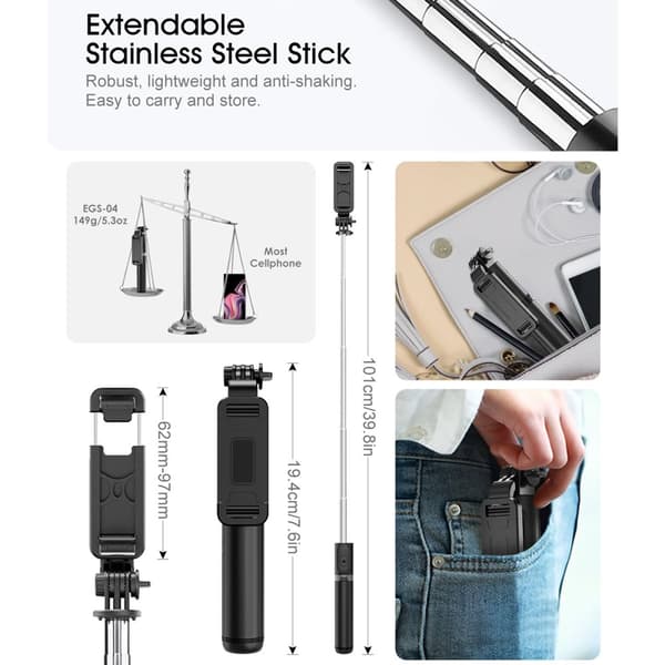 Selfie Stick Bluetooth Mini Tripod Monopod Integrerad design Lättvikts trådlös med fjärrkontroll