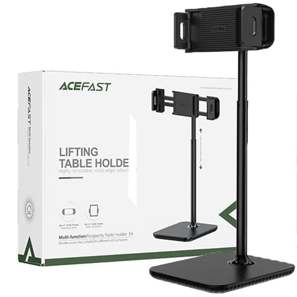 Acefast teleskopholder for telefon og nettbrett (135-230 mm bred) for bord 360° svart (E4 svart)