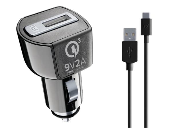 CellularLine 18W Billader m/kabel USB-A til USB-C