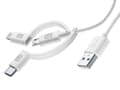 Miniatyrbilde 3 av 5: CellularLine ladekabel 3in1 USB-A til Micro-USB/USB-C/Lightning 1,2m - Hvit