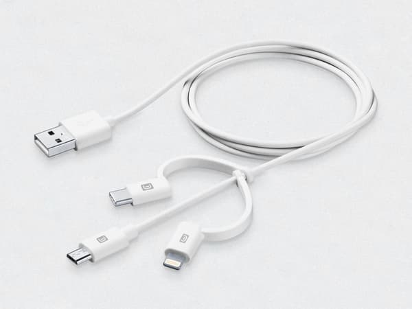 CellularLine ladekabel 3in1 USB-A til Micro-USB/USB-C/Lightning 1,2m - Hvit