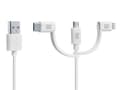 Miniatyrbilde 2 av 5: CellularLine ladekabel 3in1 USB-A til Micro-USB/USB-C/Lightning 1,2m - Hvit