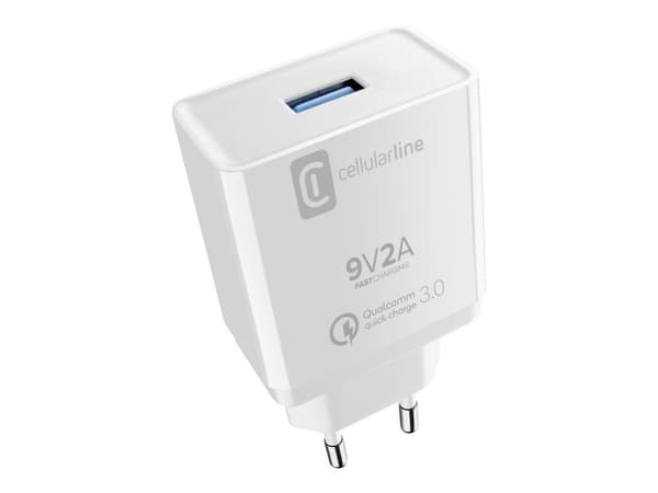 CellularLine Strømadapter m/kabel USB-A til USB-C