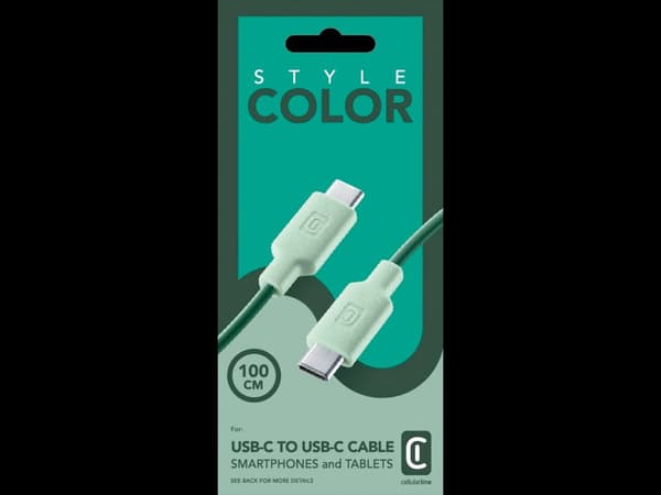 CellularLine ladekabel USB-C til USB-C 1m - Grønn