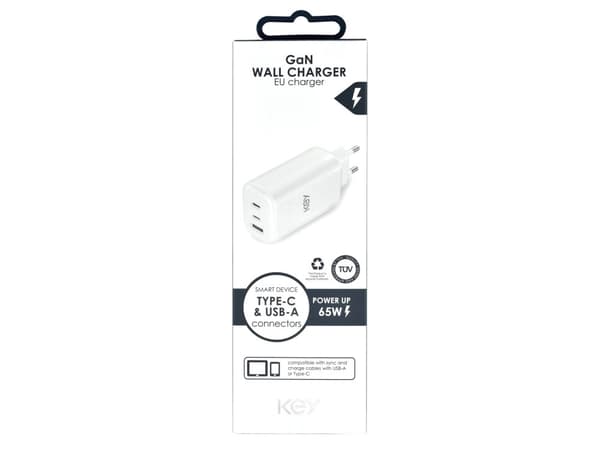 Key 65W Trio Strømadapter 2 x USB-C + USB-A