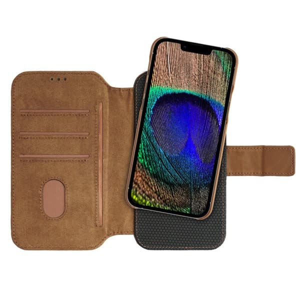 Lommebok med magnetdeksel iPhone 13 Pro - Brun