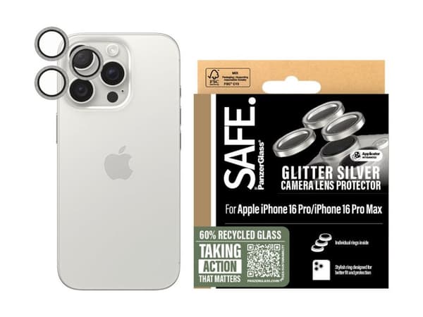 PanzerGlass Safe Linsebeskyttelse iPhone 16 Pro/16 Pro Max - Sølv