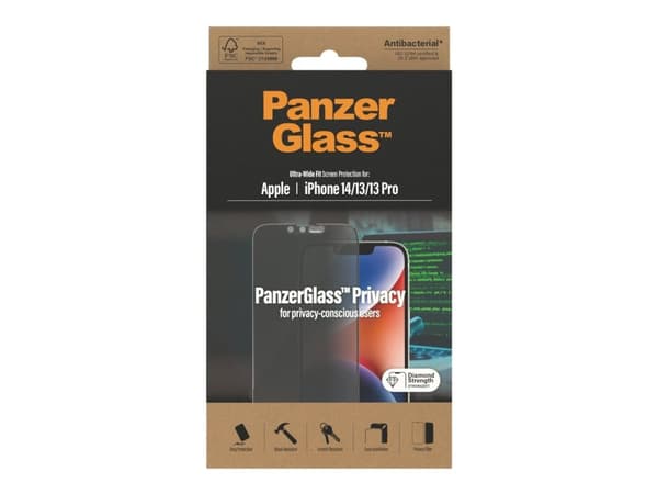 PanzerGlass Privacy Skjermbeskyttelse iPhone 14/13/13 Pro
