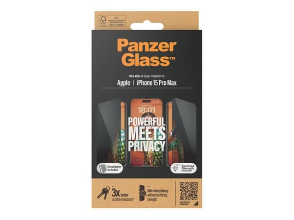 PanzerGlass Privacy Skjermbeskyttelse iPhone 15 Pro Max