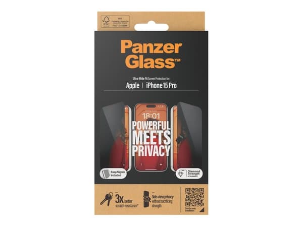 PanzerGlass Privacy Skjermbeskyttelse iPhone 15 Pro