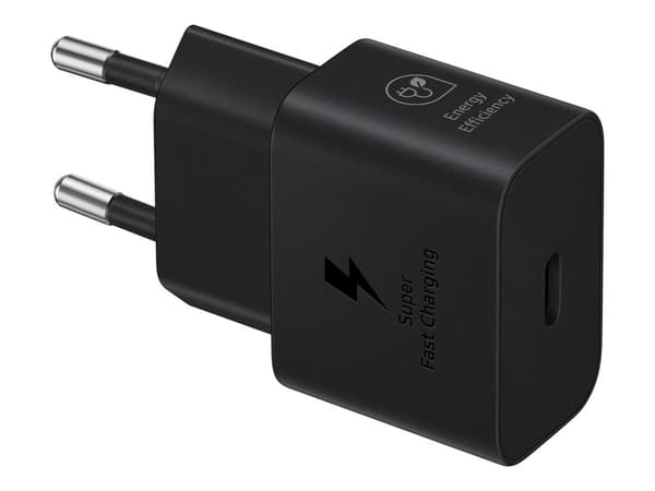 Samsung 25W GaN Strømadapter USB-C u/kabel - Svart Sort