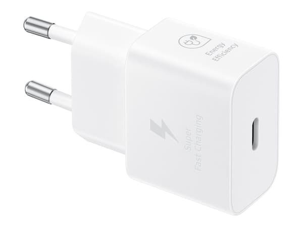 Samsung 25W Strømadapter USB-C m/kabel - Hvit Hvit