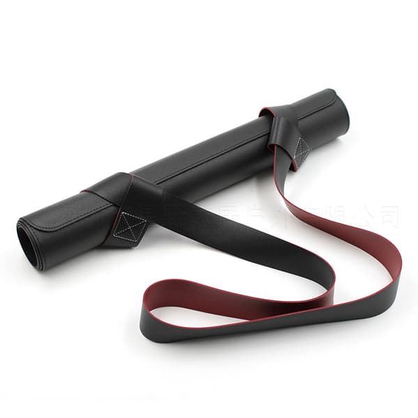 INF Yogamåtterem - PU-læder, 180 cm lang Sort