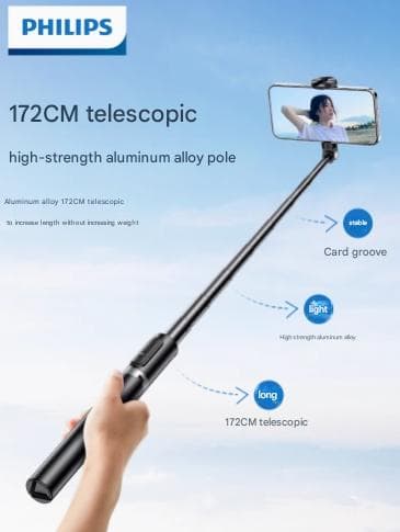 Philips Bluetooth Rejse Bærbar mobiltelefon Universal Mount Håndholdt Anti-Shake Selfie Artefakt 360 graders rotation til Live Photos