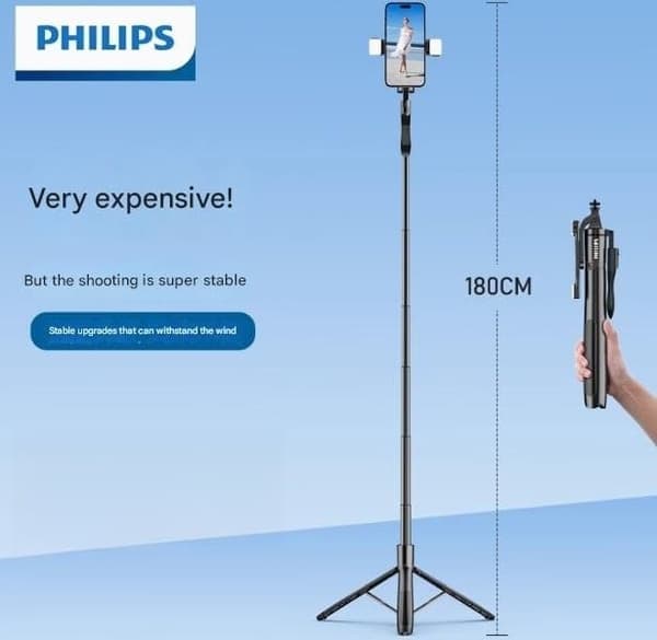 Philips Mobiltelefonholder Gulvfotografering Stativ Selfie Stick Udendørs Rejse Bærbar