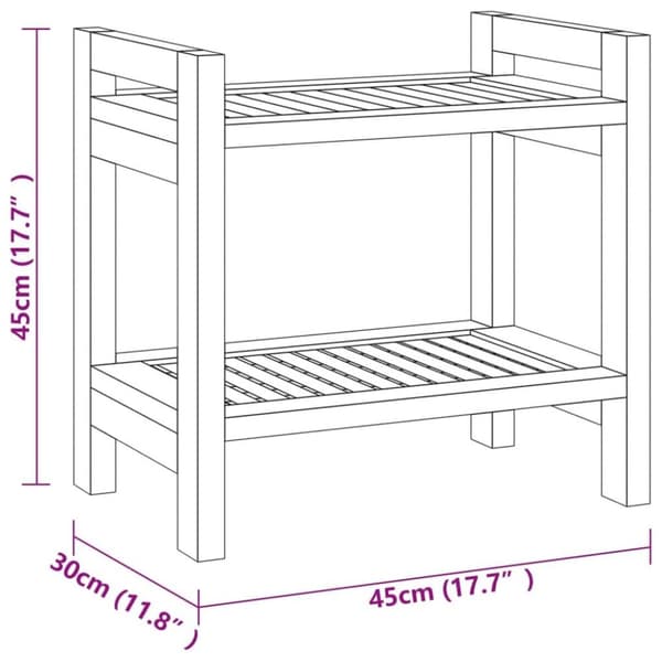 vidaXL Sidebord til baderom 60x30x45 cm heltre teak