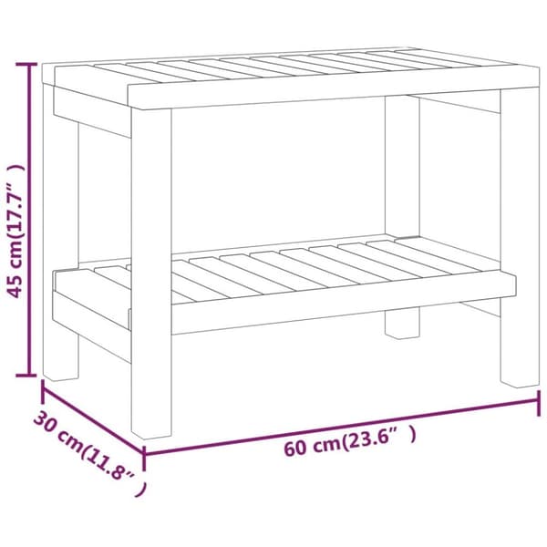 vidaXL badeværelsesbord 60x30x45 cm massivt teaktræ